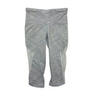 Lululemon Cropped Leggings Womens 4 Gray Striped Mesh Panel High Rise Capri Pant